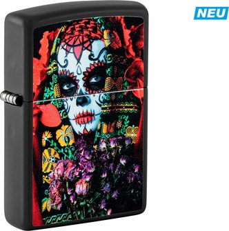 ZIPPO schwarz matt color "Sugar Skull Woman"